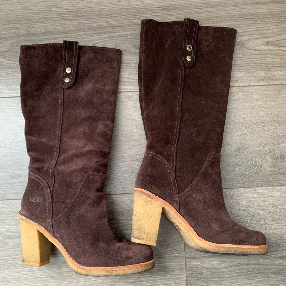 UGG Brown Suede Heeled Boots